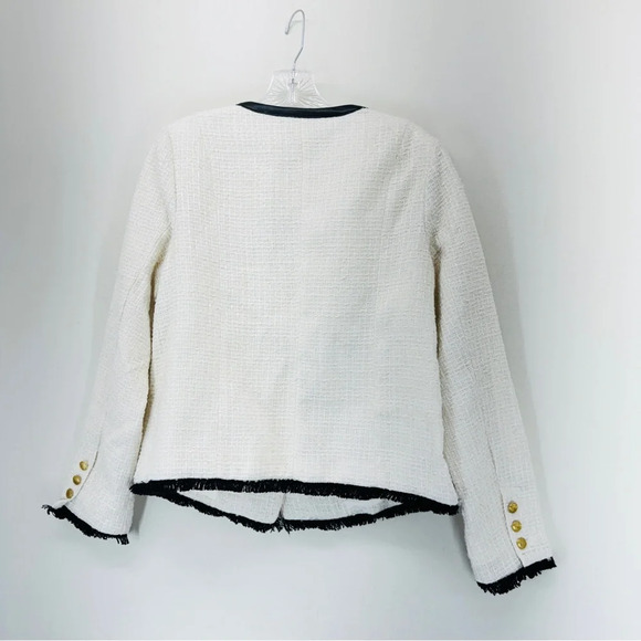 G by Giuliana Womens Faux Tweed Jacket Blazer Ivory Medium Career Casual Modest - Picture 4 of 12